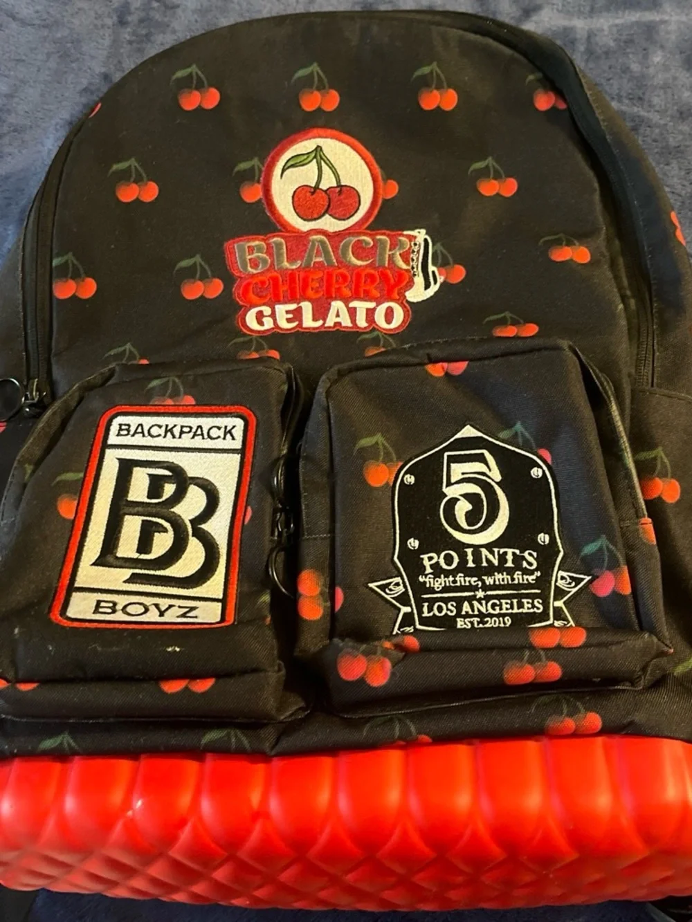 Men’s Black Cherry Print Backpack